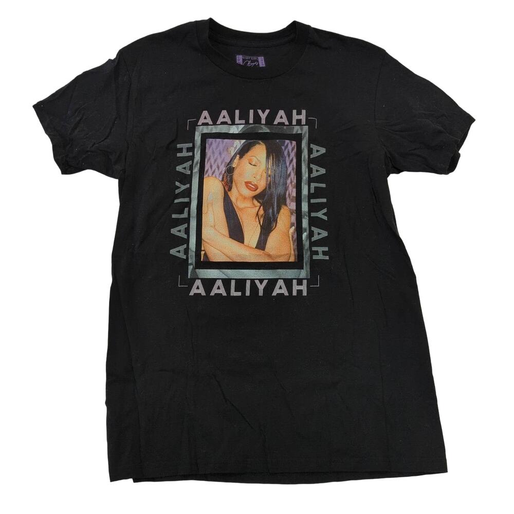 Aaliyah Cross Colours Graphic Tee Black Medium Unisex Concert T-Shirt Baby Girl‎